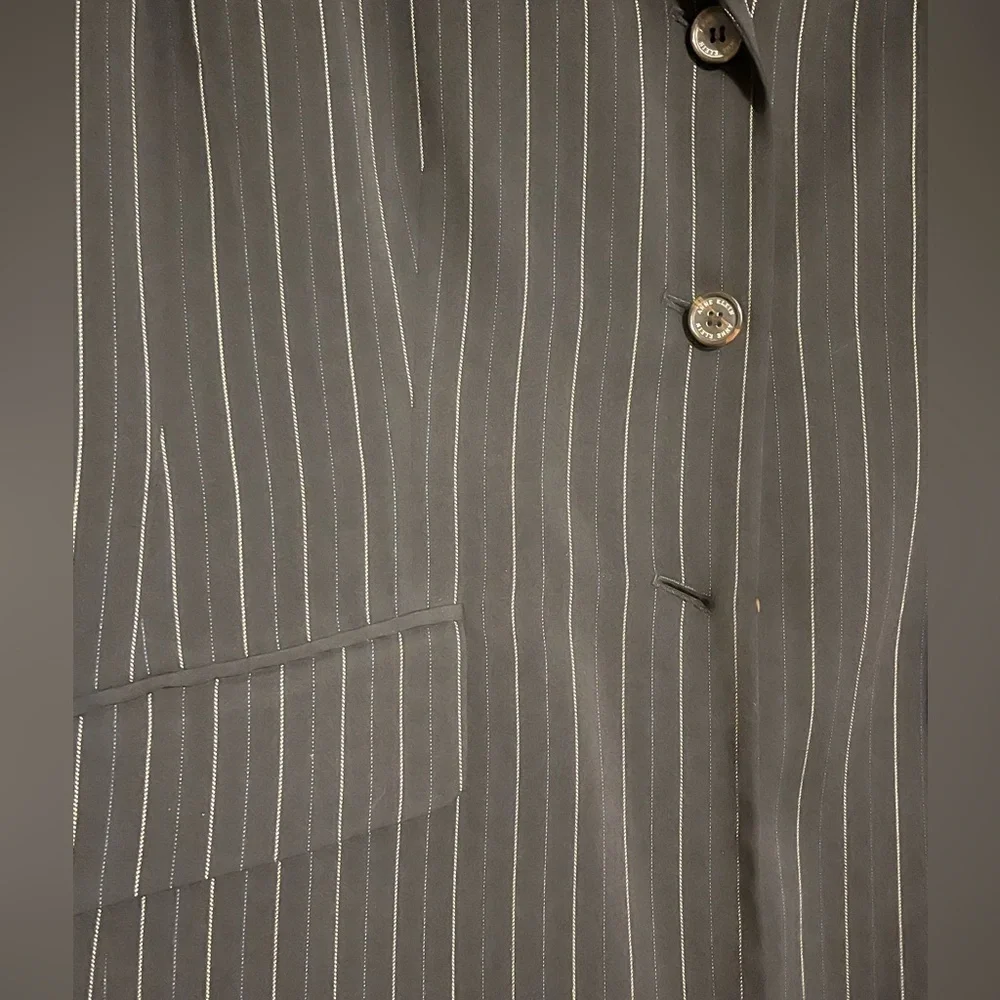 ANNE KLEIN - Pant Suit. Black Pinstripe Blazer and Pants. - Picture 2 of 15